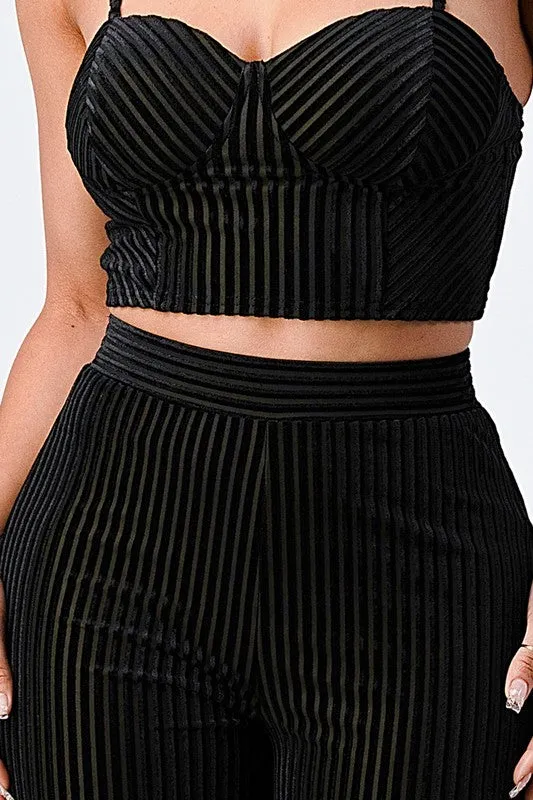Mesh Velvet Pant Set