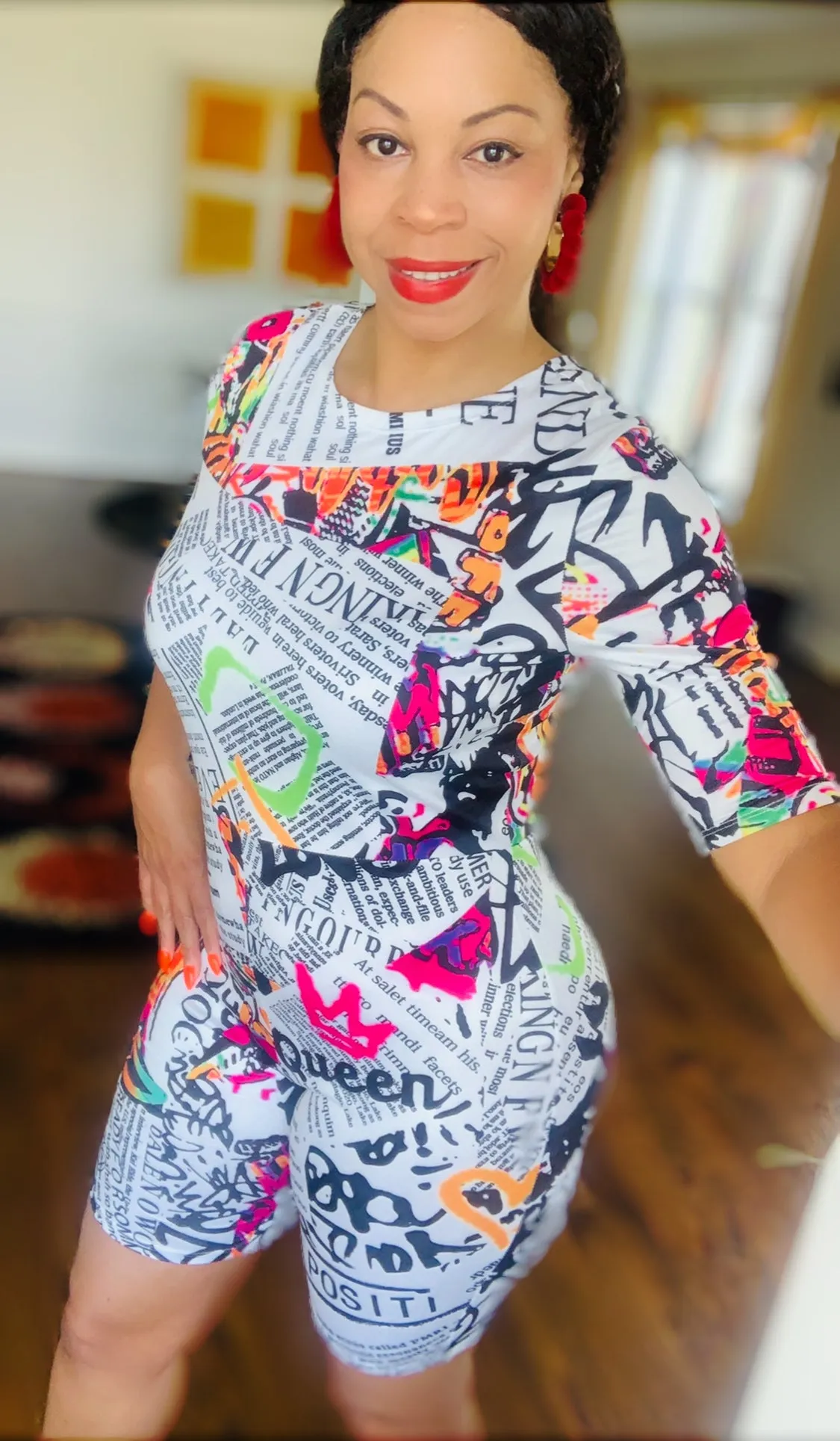 SALE ! MEDIUM LEFT ! Blessed Up White Print Romper‼️